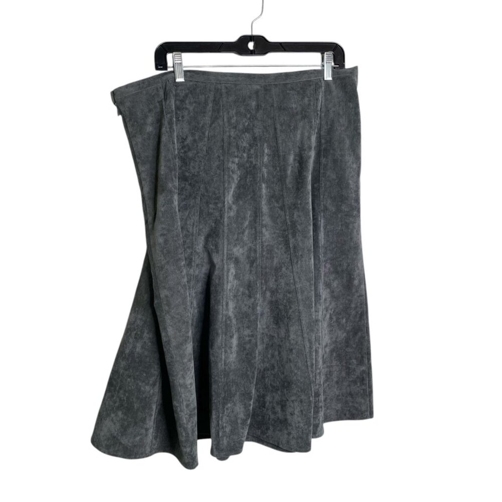 Christopher & Banks Corduroy Skirt Gray Size 16 Pinwheel Midi Modest Preppy